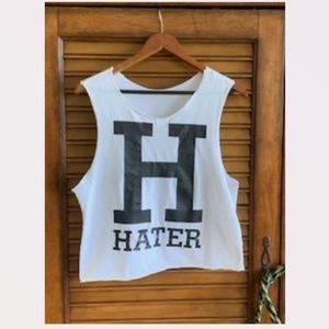 Woman's Crop "Hater" Sleeveless T-Shirt Size S